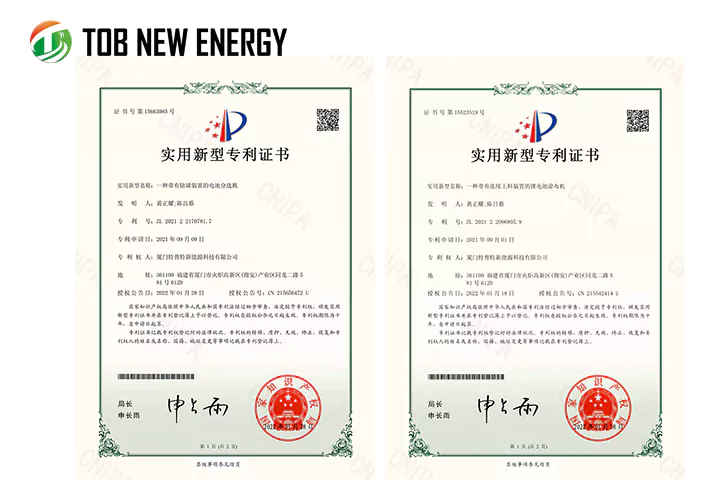 TOB NEW ENERGY hat einige neue Patentzertifikate erhalten