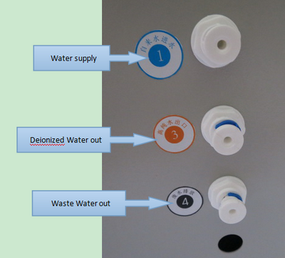 Simple connection for deionized water machine