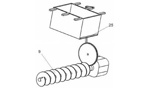Screw conveyor shaft inside the horizontal pipe