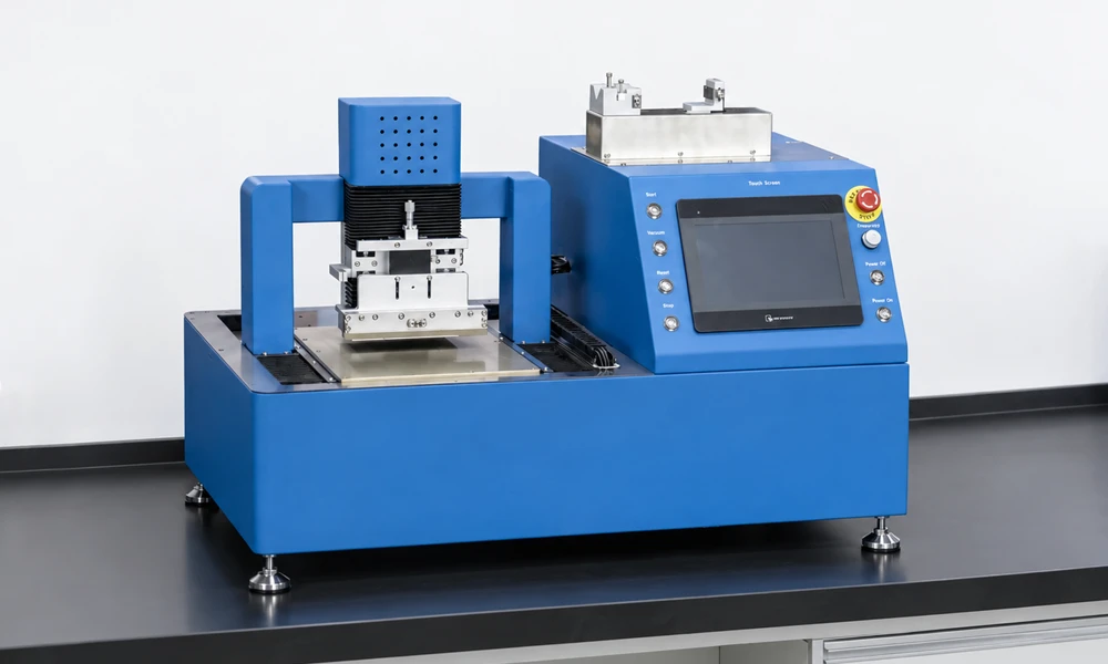 TOB-EFCB300X200 slot die coating machine on a bench in a battery laboratory