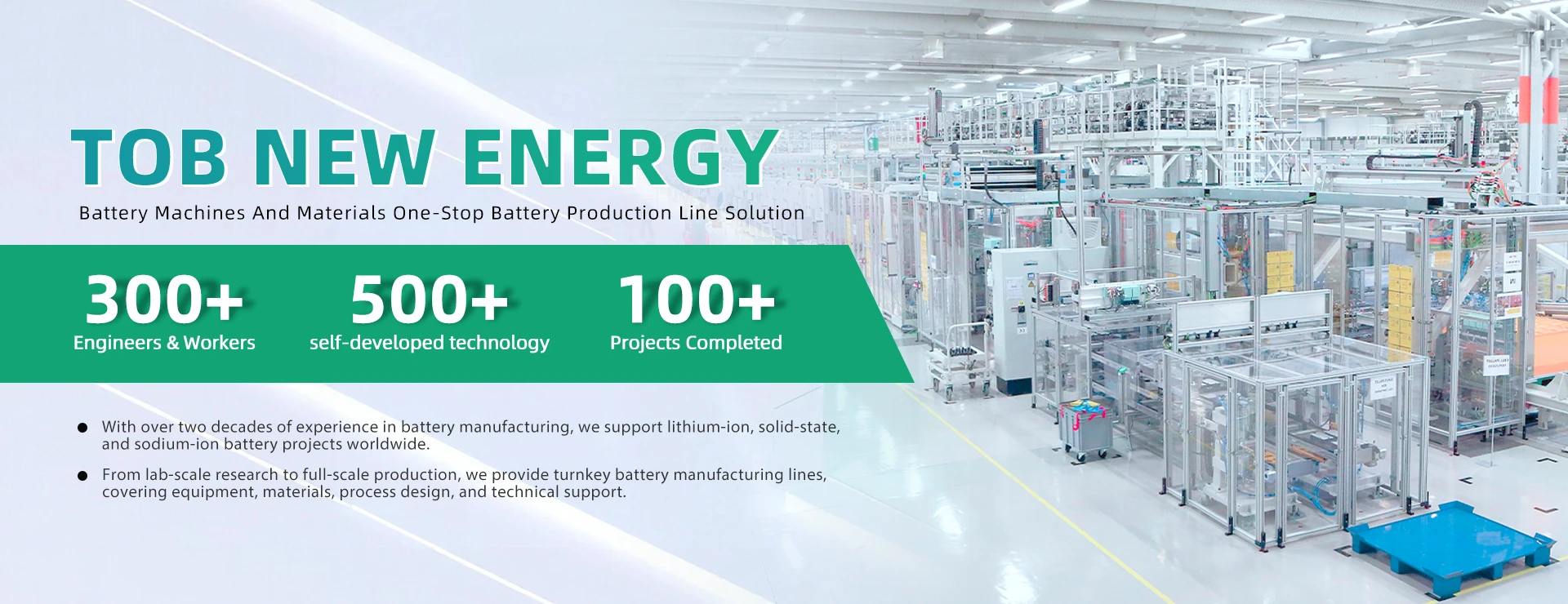TOB NEW ENERGY battery machine and materials one-stop battery production line solution